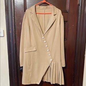 Elegant Tan Women's Blazer Dress
